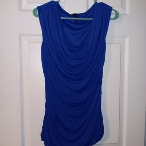 Blue Sleeveless Drape Top